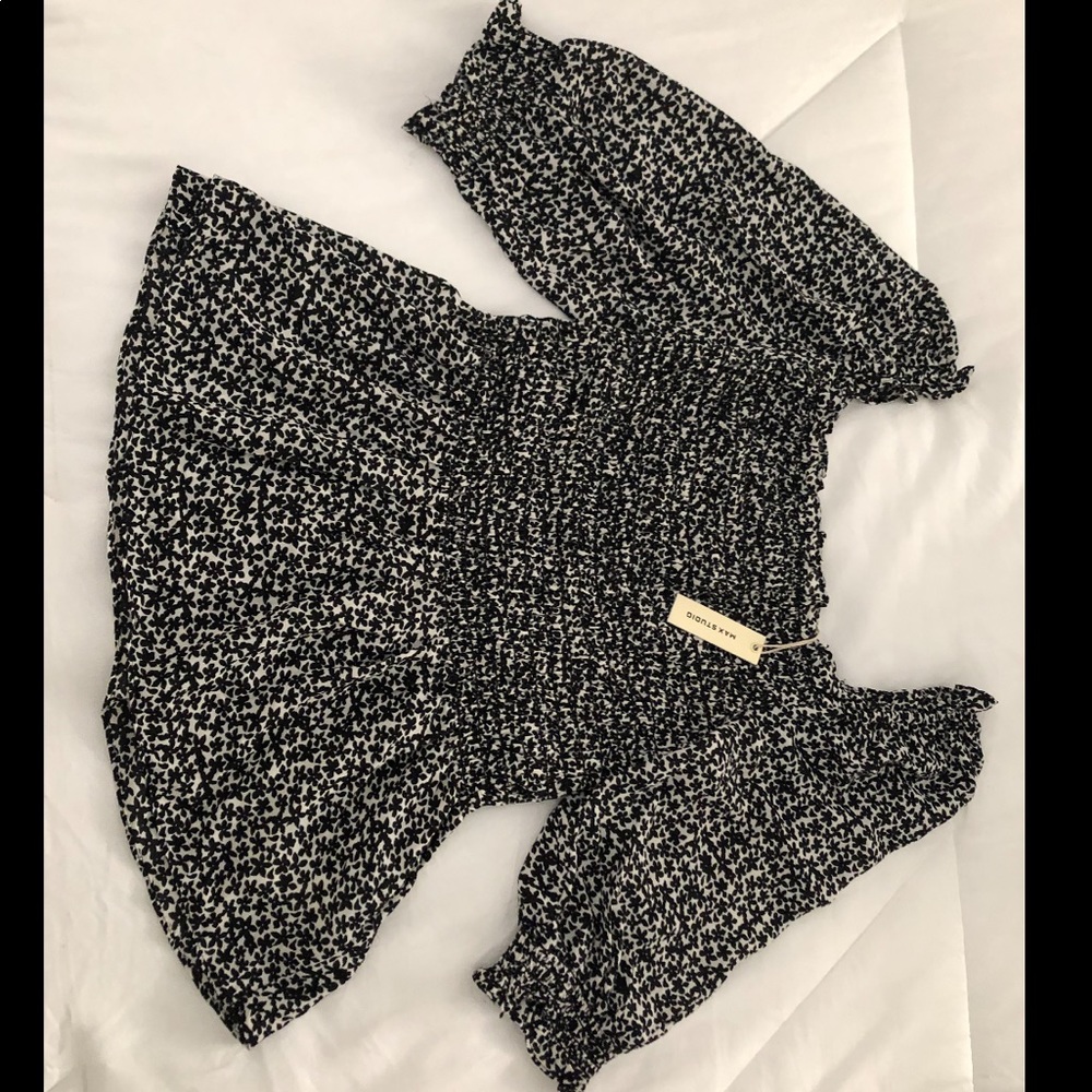 Max Studio Puff Sleeve Square Neck Top